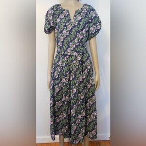 New Women's J Crew Floral print belted with pockets midi dress - Size 6